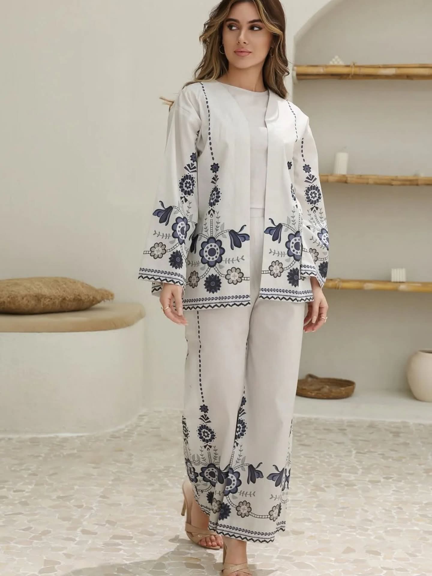 Printed 3 Piece Coat Set