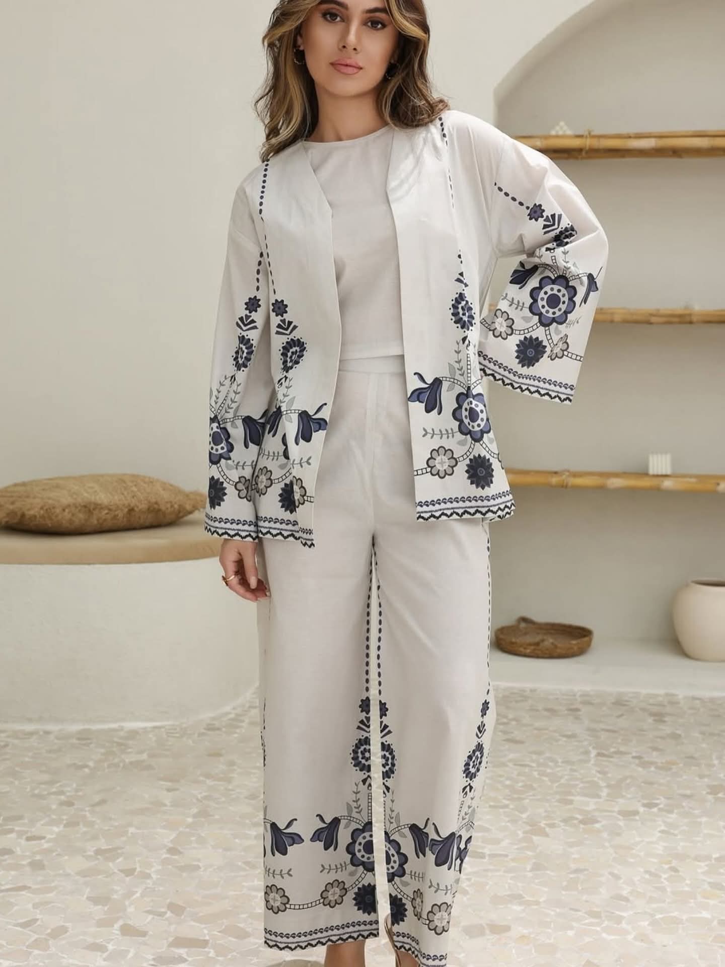 Printed 3 Piece Coat Set